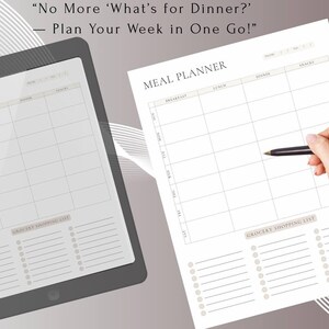 Weekly meal planner, Printable meal plan, food planner PDF, Digital Download, menu planner for busy moms