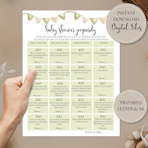 Baby Jeopardy, Baby Shower Jeopardy Game, Baby Shower Quiz, Baby Trivia Game, Printable Baby Shower Game, Printable Icebreaker
