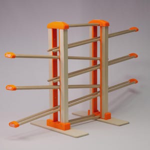 Holz-Kugelbahn mit Laufteilen, orange und weiß, Geschenketipp, Geschenk, Enkelkinder, Kinder ab 3., stabil, groß und schön, FxB Toys