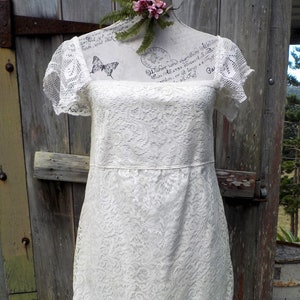 ivory lace dress - bohemian  - mod - small /m - 34&quot; bust