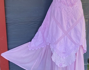 poetic mauve / pink midi skirt ~ romantic country ~ bohemian ~ adaptable size