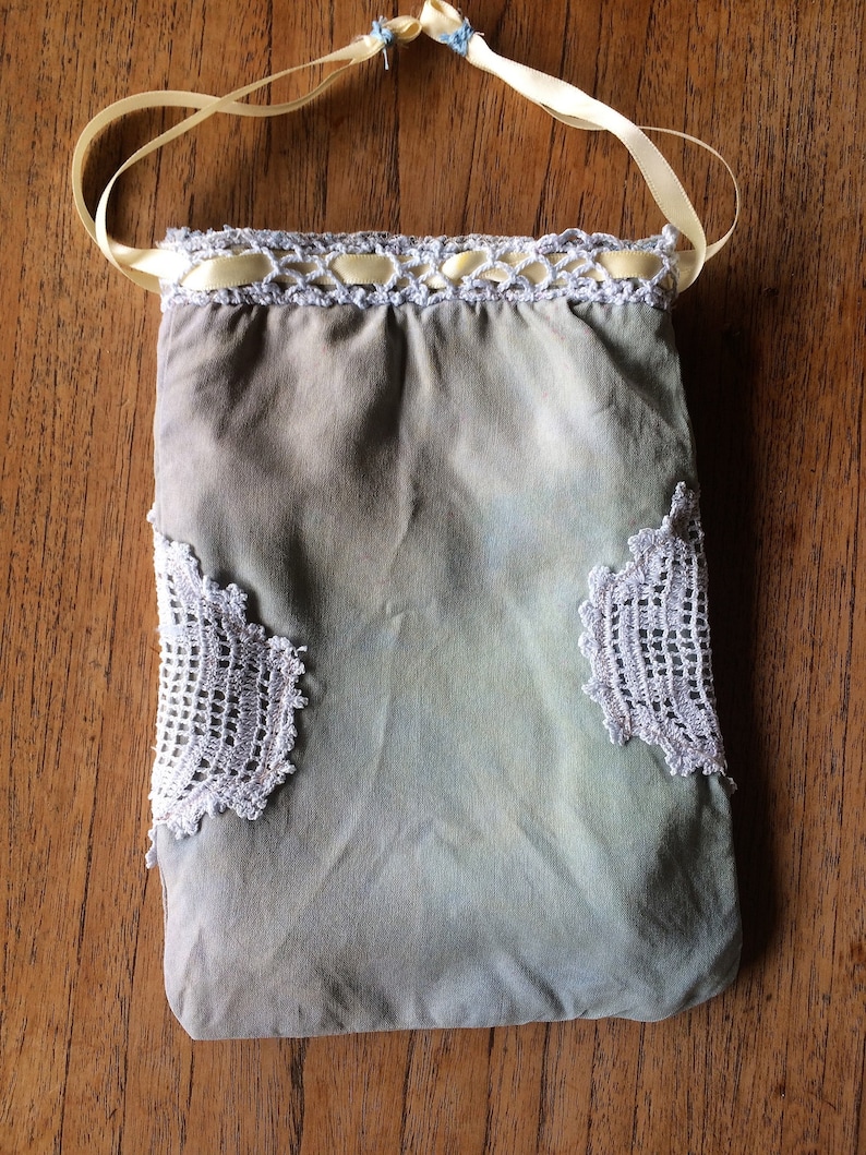 small silk /& vintage lace bag gift hippy bohemian