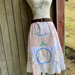 gathered flowers boho midi skirt ~ pretty pastels ~ xs, s, m, l