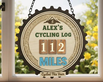 Personalized Cycling Miles Tracker Sign, Ride Log Board, Biker Fitness Decor, Gift for Cyclists