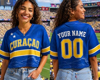 Custom Curacao Soccer Crop Top Jersey - Personalized Curacao Soccer Jersey, Football Fan Curacao Jersey
