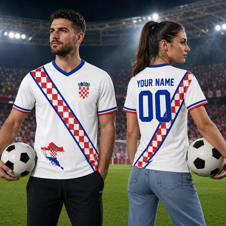 Croatia Soccer Crop Top Jersey Custom Name Number, Croatian National Flag Shirt, Croatia Football Croptop Outfit Clothes Gift for Women 7 image 2