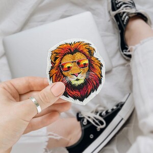 Cool Lion With Sunglasses Embroidered Patch, Lions Face Patches, Lion Head Patch DIY Accessories For Hats Bags Clothes Jacket Jeans Backpack