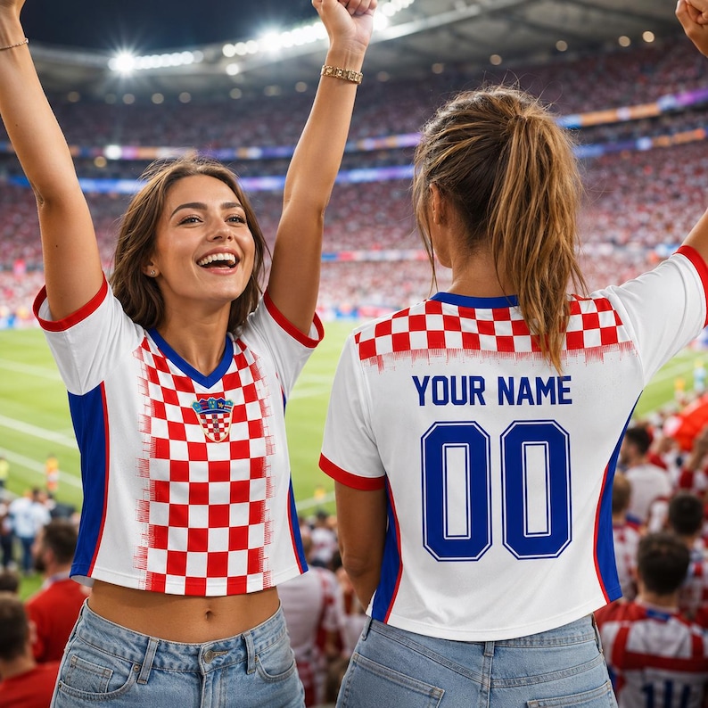 Croatia Soccer Crop Top Jersey Custom Name Number, Croatian National Flag Shirt, Croatia Football Croptop Outfit Clothes Gift for Women 15 imagem 5