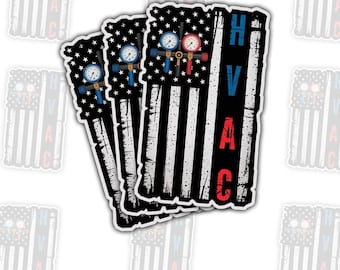 HVAC Tech American Flag Sticker: Patriotic Tradesman Humor