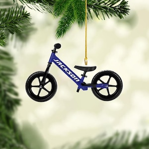 Personalized Kids Balance Bike FLAT Ornament, Christmas Toddler Gift, Baby First Bike Ornament image 2