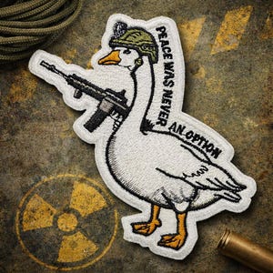 Tactical Goose Embroidered Patch, Armed Goose with Shoot Patch for Jacket, Hat, Backpack, Tote, Workwear Gift