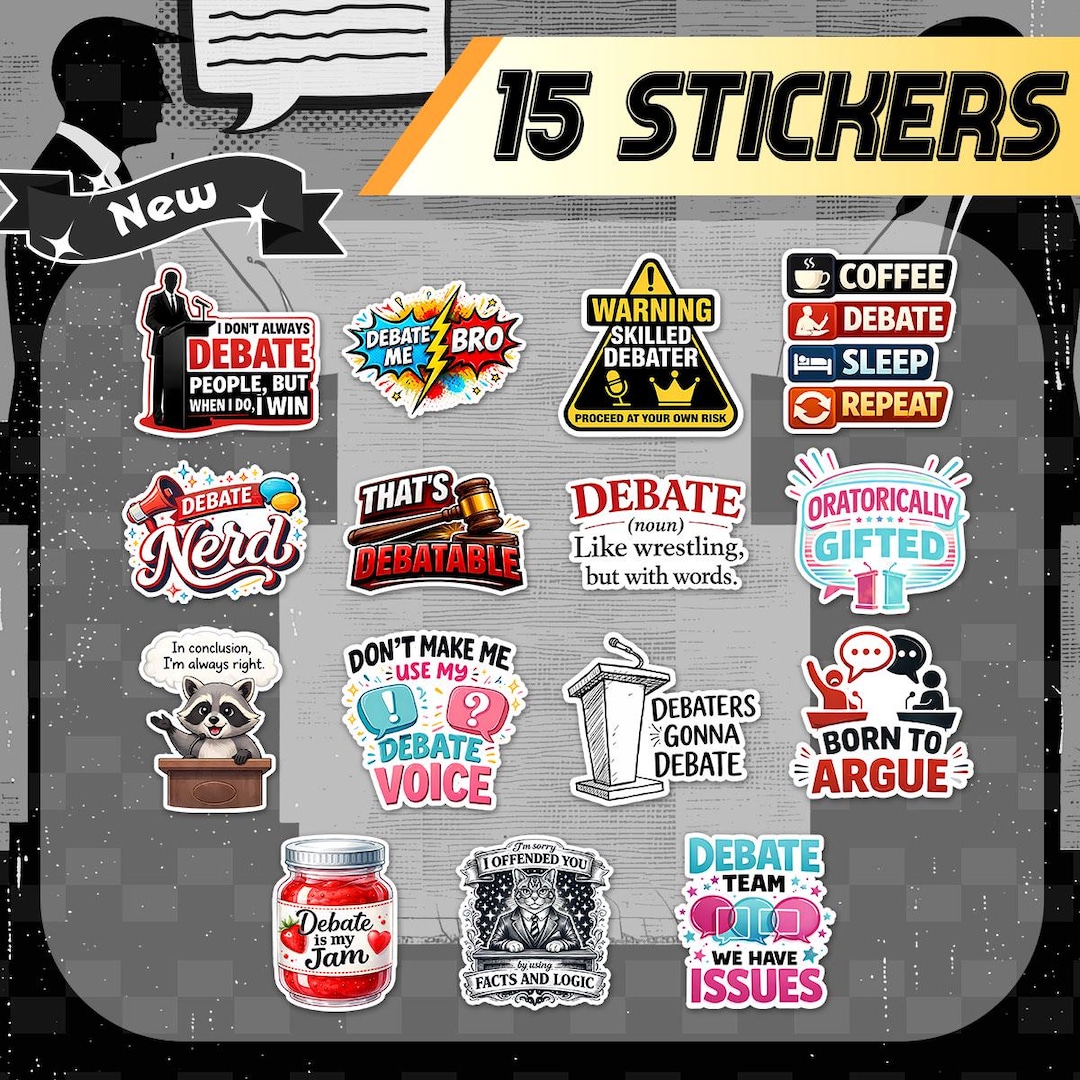 Debate Stickers: Speech Team Humor (waterproof Vinyl, 15 Pack) - Etsy