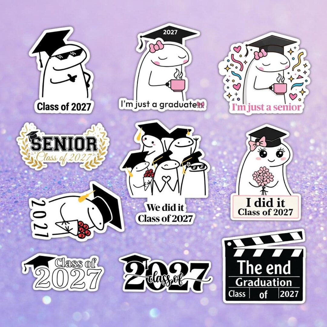 10PCS Class of 2027 Senior Graduation Stickers for Laptop, Bottle, Car ...