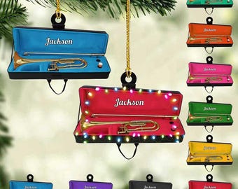 Personalized Trombone Christmas Ornament, Acrylic Music Gift