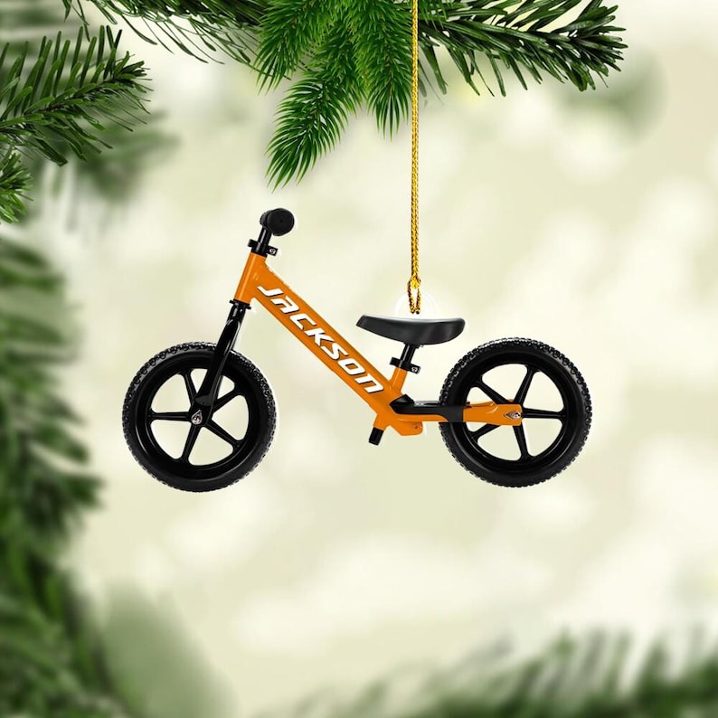 Personalized Kids Balance Bike FLAT Ornament, Christmas Toddler Gift, Baby First Bike Ornament image 7