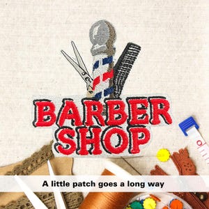 Barber Shop Pole Patch Embroidered Iron On, Salon Patches, Hairdresser Embroidery Patch - DIY Accessories For Hats Bags Clothes Jacket Jeans