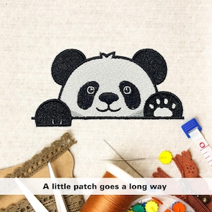 Cute Panda Head Embroidered Patch, Panda Bear Patches, Black White Animal Patches - DIY Accessories For Hats Clothes Jacket Jeans Backpacks
