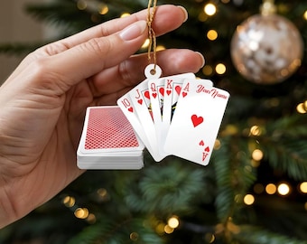 Personalized Poker Flat Ornament 2025, Playing Card Christmas Hanging Ornament, Casino Games Ornament, Card Player Gift