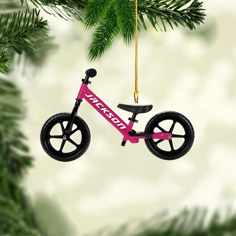 Personalized Kids Balance Bike FLAT Ornament, Christmas Toddler Gift, Baby First Bike Ornament image 6