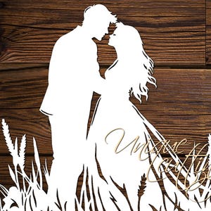 Romantic Couple Paper Cut Template | Wedding Art Digital Download | Love Papercut Pattern | Instant Anniversary DIY gift | Valentine Craft