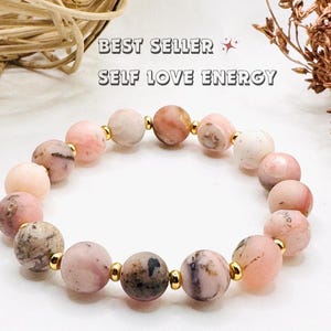 Peace Pink Opal Bracelet for Women, Healing Crystal Bracelet, Self Love Jewelry, Emotional Healing Gift, Natural Stone Stretch Bracelet