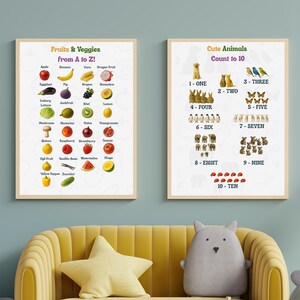 Ensemble d'impressions de chiffres de l'alphabet, Lot d'affiches éducatives, Lot d'affiches pour la classe, Décorations pour l'école à la maison