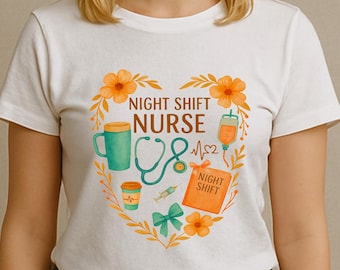 Watercolor Nurse Heart SVG, Night Shift Design (PNG, SVG)