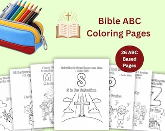 Bijbel kleurplaten voor kinderen, afdrukbare sjabloon kleurplaat bijbelstudiegids, Jezus kleurplaten, kleurplaten alfabet,