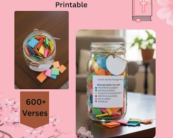 Printable Bible Verse Jar for love, and faith | DIY Scripture Jar Printable | Christian Encouragement Gift | Prayer Jar | Daily Bible Verse