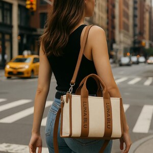 Sac à bandoulière en toile à bandoulière réglable - Cabas fait main pour tous les jours - Design élégant et fonctionnel