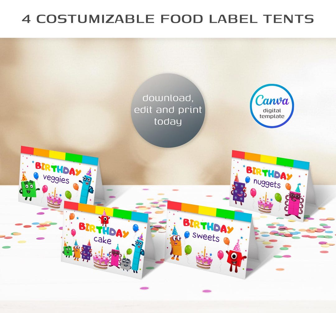 Number Blocks Food Numberblocks Printable Table Tent, Food or Name Lable, Birthday Party ...