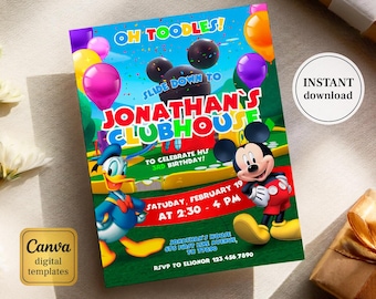 Mickey mouse birthday invite, Printable mickey Boy Girl Birthday Invitation, editable birthday party invite template