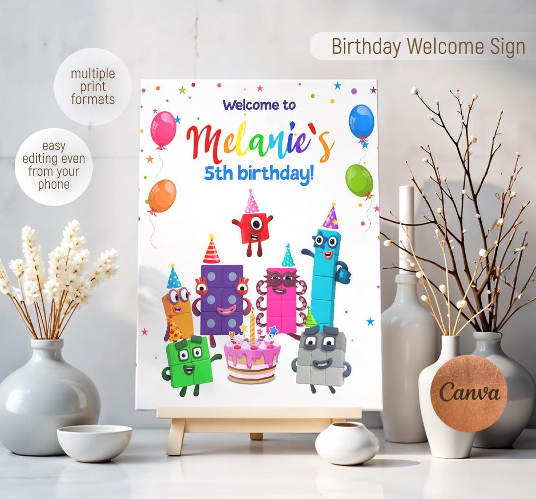 Numberblocks Welcome In, Learn Numbers First Second Welcome Sign ...