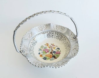 Vintage Candy Dish, Farber & Shlevin Pewter and Porcelain Bowl, Gifts for Her