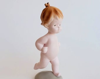 Toddler Girl Bisque Figurine, Vintage Bisque Figurine, Baby Figurine, Baby Gift