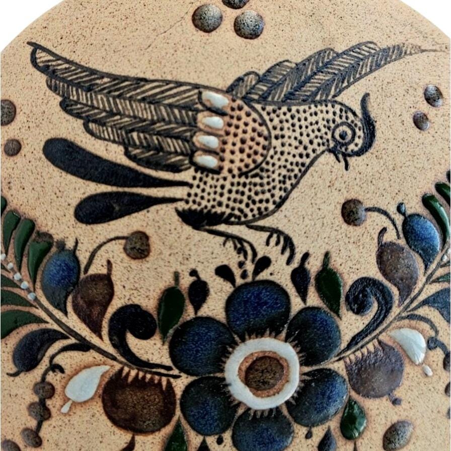 未使用美品　メキシコ　トナラ焼　陶器製　鳥と植物　ボトル　花器 メキシコ トナラ焼 フラワーベース｜rocca rocca｜ケン・エドワーズ
