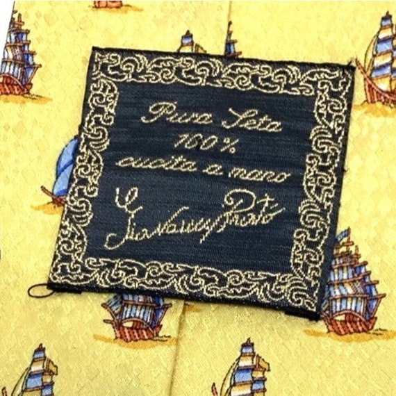 Vintage Tie Yellow Silk Ships Giovanni Prato Necktie … Gem