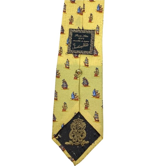 Vintage Tie Yellow Silk Ships Giovanni Prato Necktie … Gem
