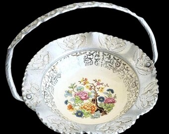 Vintage Candy Dish, Farber & Shlevin Pewter and Porcelain Bowl, Gifts for Her