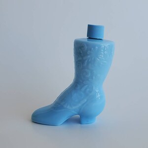 Vintage Avon Sonnet Cologne, 1972 Avon Collectible Bottle, Blue Milk Slag Glass Boot image 2