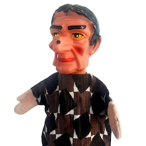 Vintage Witch Hand Puppet Rubber Head Cloth Body 1950s Old Hag