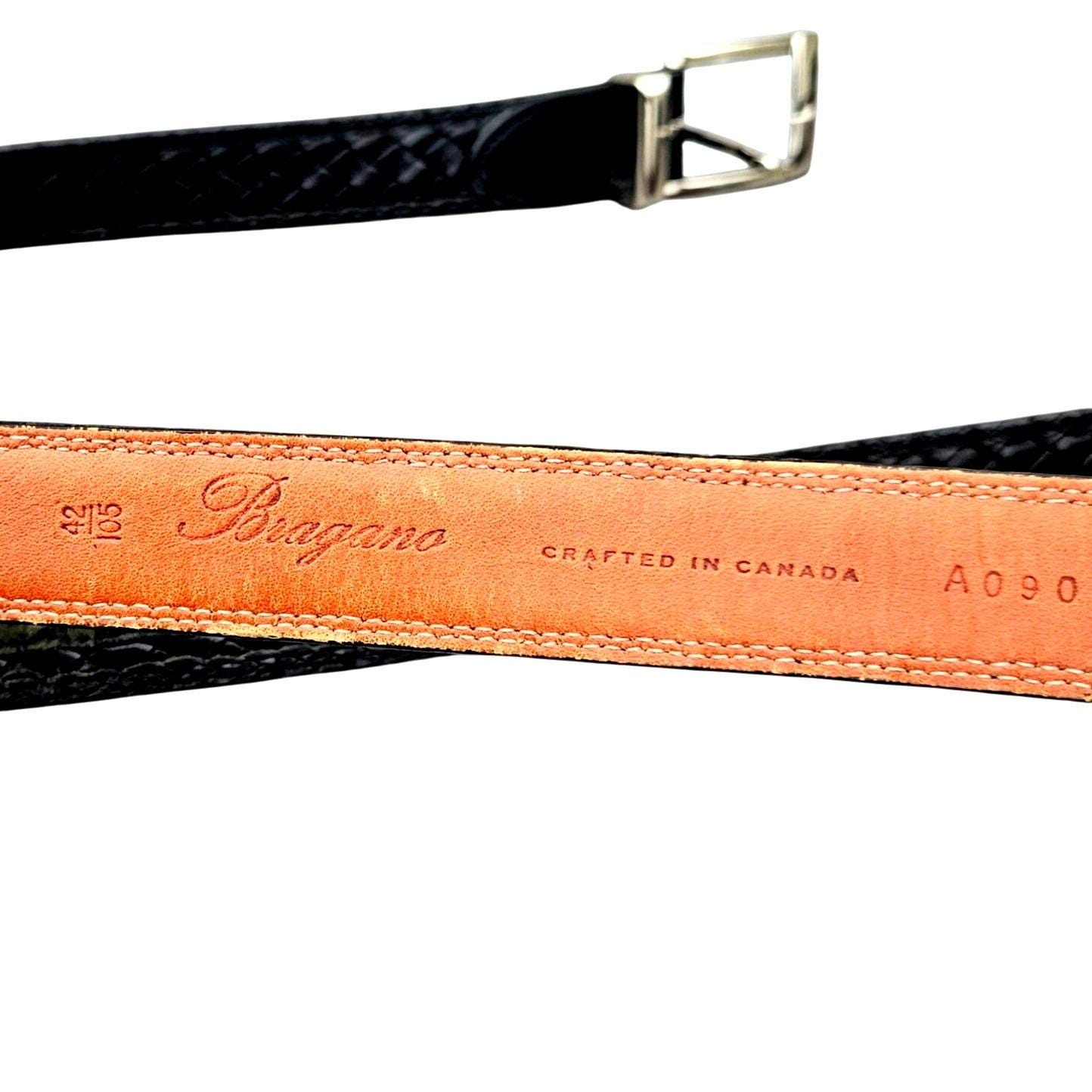 Bragano Black Woven Leather Belt Mens Made in Canada XL 41  display picture 3
