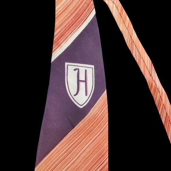 1930s Tie Wide Orange Purple H Monogram Vintage 4… - image 7