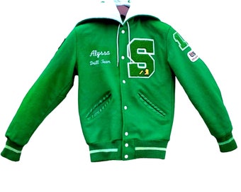 Drill Dance Team Green Wool Letterman Jacket Alyssa Size Small