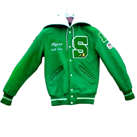 Drill Dance Team Green Wool Letterman Jacket Alyss