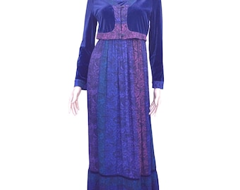 Carole Little Purple Maxi Dress Small Boho Cottagecore Long Sleeve