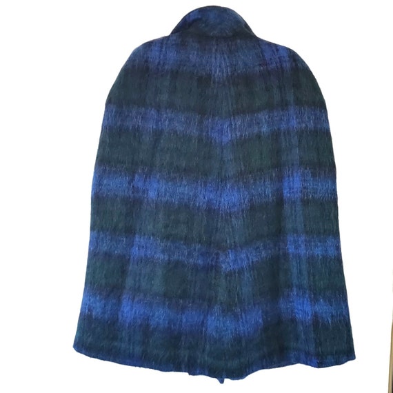 70s Plaid Cape Mohair Wool Scotland Tartan Blue Green… Gem