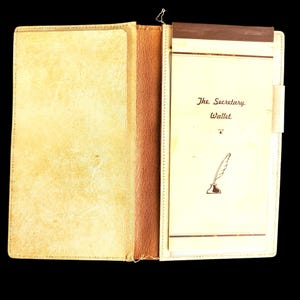 Vintage Leder Sekretär Brieftasche Journal mit Stifthalter Kohlepapiereinsatz