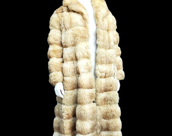 Vintage Shearling Fur Coat Adjustable Length 1960s L 12 Bespoke Midi Mini