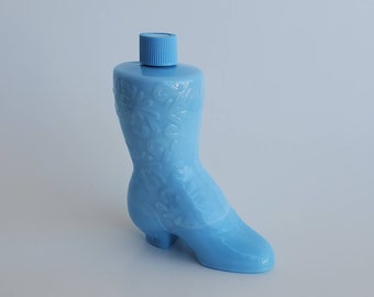 Vintage Avon Sonnet Cologne, 1972 Avon Collectible Bottle,  Blue Milk Slag Glass Boot